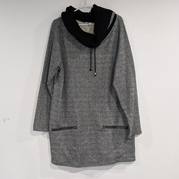 Cleo Gray and Black Cowl Neck Sweatshirt - Picture 1 of 5